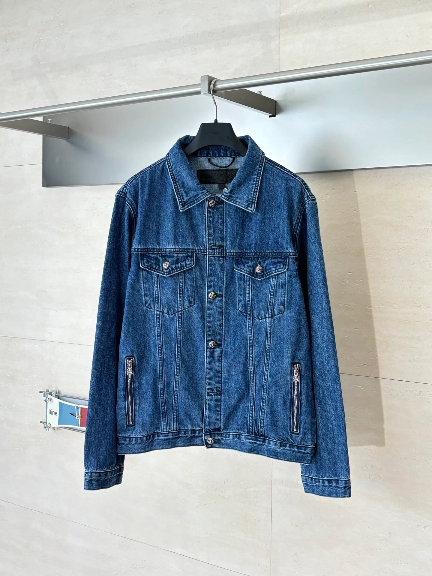 P540 Chrome Heart*/Chrome Heart Ch plain washed denim denim jacket jacket Size: S/M/L/XL